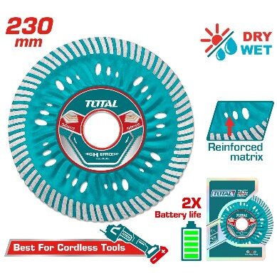 TOTAL TOOLS TAC062301 DISCO DIAMANTADO TURBO USO EN HUMEDO 230X22.2MM