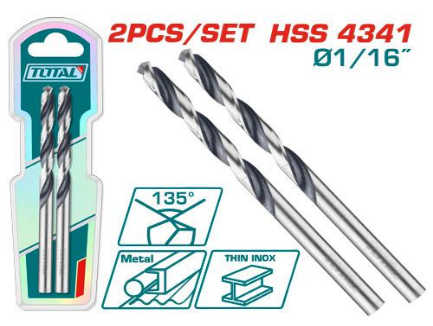 TOTAL TOOLS TAC1208014 BROCA PARA METAL HSS 1/8″ 135° (BLISTER 1 BROCAS)