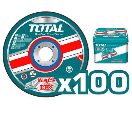 TOTAL TOOLS TAC210115100 DISCOS P/CORTE DE METAL E INOX 4-1/2″X 3/64″X7/8″ 13300RPM (VENTAXCAJA 100 DISCOS)