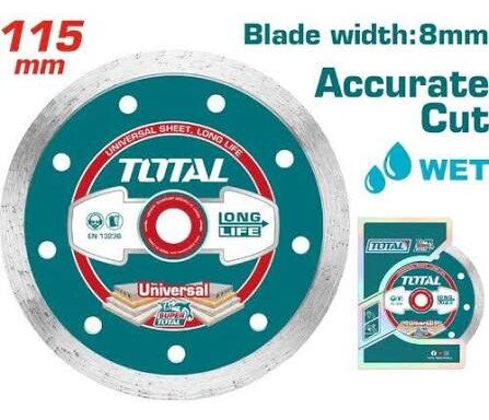 TOTAL TOOLS TAC2121153 DISCO DIAMANTADO USO EN HUMEDO 115MMX22.2MM