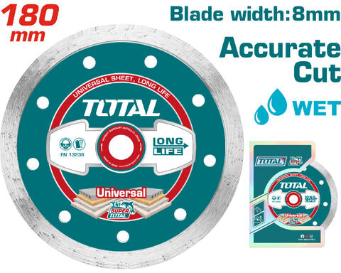 TOTAL TOOLS TAC2121803 DISCO DIAMANTADO USO EN HUMEDO 180X22.2MM