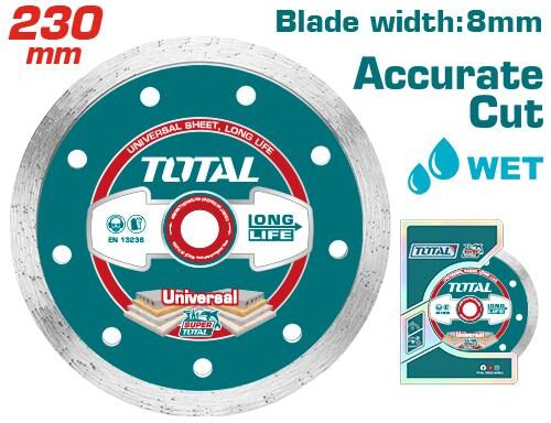 TOTAL TOOLS TAC2122303 DISCO DIAMANTADO USO EN HUMEDO 230X22.2MM