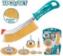 TOTAL TOOLS TAC310071 JUEGO 7 CEPILLOS DE ALAMBRE 10″, 1″, 1.5″,2″,2.5″,3″,4″