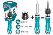TOTAL TOOLS TACSD30086 SET 8 PZS DESTORNILLADOR RATCHET CON 7 PUNTAS INTERCAMBIABLES PH/TORX/PLANO