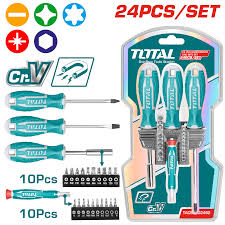 TOTAL TOOLS TACSD302462 JUEGO 24 DESTORNILLADORES Y PUNTAS PH, TORX, PLANO, PZ