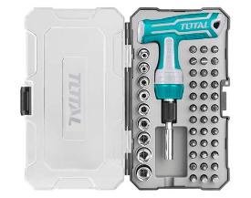TOTAL TOOLS TACSD30476 JUEGO 47 PZ INCLUYE CUBOS Y PUNTAS CON MANGO EN T EN ESTUCHE PLASTICO