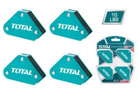 TOTAL TOOLS TAMWH4001 JUEGO 4 ESCUADRAS MAGNETICAS DE ACERO 45°,90°, 135° FUERZA DE TIRO 10LBS