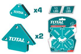 TOTAL TOOLS TAMWH6002 JUEGO 6 ESCUADRAS MAGNETICAS DE ACERO 45º,90º,135º FUERZA DE TIRO 10LBS