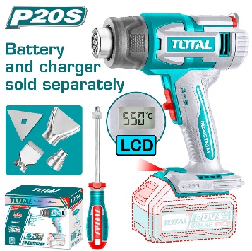 TOTAL TOOLS TBLI2003 PISTOLA DE CALOR BAT 20V 30/550°C 100/200L/MIN C/PANTALLA LCD (SIN CARGADOR NI BAT)