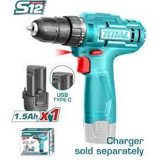 TOTAL TOOLS TDLI12428 TALADRO INALAMBRICO CHUCK 3/8″ BAT 12V 20NM CON 1 BAT TIPO C 1.5AH Y CARGADOR