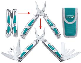 TOTAL TOOLS TFMFT01151 NAVAJA 15 FUNCIONES ACERO INOXIDABLE 155MM PLATA / CELESTE CON BOLSA DE NYLON