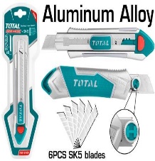 TOTAL TOOLS TG5121806 CUCHILLA RETRACTIL DE ALUMINIO (CUTTER) CON 6 CUCHILLAS DE REPUESTO 18X100MM