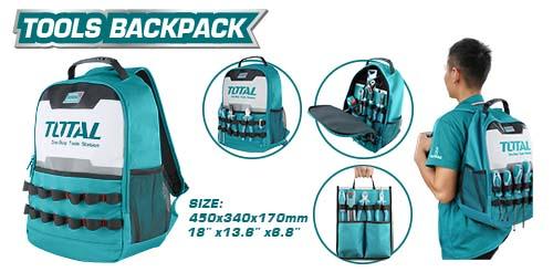 TOTAL TOOLS THBP0201 BOLSO DE ESPALDA P/HERRAMIENTAS 34X17X43CM CAPACIDA MAX 20KG (VER CODIGO 656789)