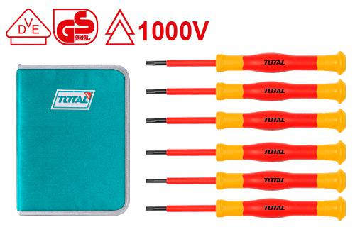 TOTAL TOOLS THKIPSD0601 JUEGO 6 DESTORNILLADORES DE PRECISION PHILIPS Y PLANOS AISLADOS 1000V