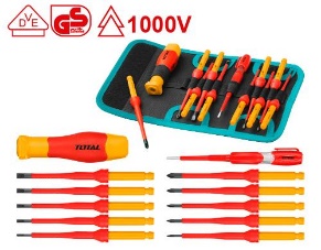 TOTAL TOOLS THKISD1201 JUEGO 12 DESTORNILLADORES PH Y PLANOS AISLADOS 1000V PUNTAS INTERCAMBIABLES