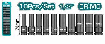 TOTAL TOOLS THKISD12102L JUEGOS 10 CUBOS DE IMPACTO LARGOS ESP 1/2″ 10-24MM CR-MO