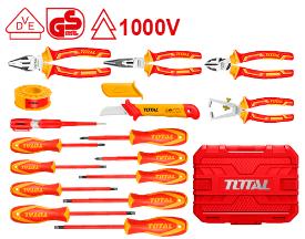 TOTAL TOOLS THKITH2601 JUEGO 26 PZ ALICATES Y DESTORNILLADORES AISLADOS 1000V + ACCESORIOS EN ESTUCHE PLASTICO