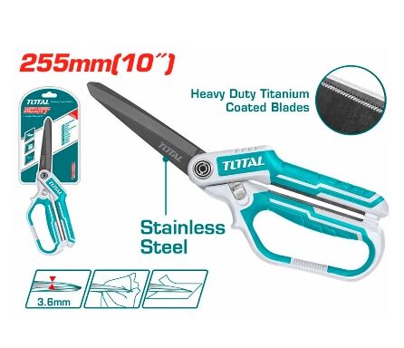TOTAL TOOLS THSCRS832558 TIJERA ACERO INOXIDABLE REVESTIMIENTO DE TITANIO 10″ (255MM)