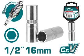 TOTAL TOOLS THSPS12166 CUBO PARA BUJIA HEX. ESPIGA 1/2″ 16MM CR-V CROMADO
