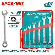 TOTAL TOOLS THT102RK061 JUEGO 6 LLAVES COMBINADAS CON RATCHET 19,22,24,27,30,32MM