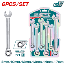 TOTAL TOOLS THT102RK566 JUEGO 6 LLAVES COMBINADAS TRINQUETE 72 DIENTES 8, 10,12,13,14,17MM CR-V