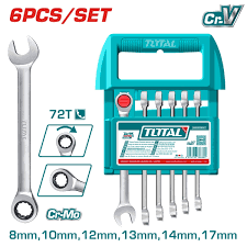TOTAL TOOLS THT103RK066 JUEGO 6 LLAVES COMBINADAS ARTICULADAS CON RATCHET 8,10,12,13,14 Y 17MM CR-V