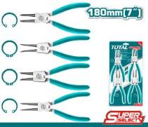 TOTAL TOOLS THT114041 JUEGO DE 4 ALICATES PARA SEGUROS INTERNOS – EXTERNOS PUNTA RECTA 7″ (VER CODIGO 656151)