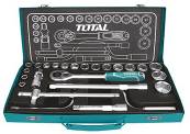 TOTAL TOOLS THT141253 JUEGO 24 PZ C/ 18 CUBOS HEX. 1/2″ DE 10-32MM + ACCESORIOS EN ESTUCHE