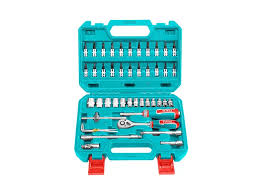 TOTAL TOOLS THT141462 JUEGO 46 PZ DE CUBOS Y PUNTAS 1/4″ + RATCHET + ACCESORIOS EN ESTUCHE