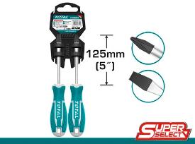 TOTAL TOOLS THT250201 JUEGO 2 DESTORNILLADORES CR-V SL6.5 Y PH2 LARGO 125MM CON PUNTA MAGNETICA