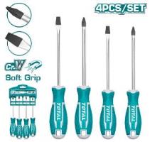 TOTAL TOOLS THT250604 JUEGO 4 DESTORNILLADORES SL5, SL6, PH1 Y PH2 CR-V