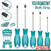 TOTAL TOOLS THT2506052 JUEGO 5 DESTORNILLADORES PH0, PH1, PH2, SL5 Y SL6 (VER CODIGO 657366)