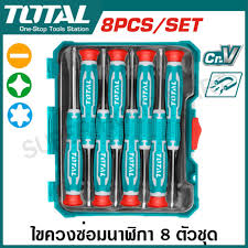 TOTAL TOOLS THT250826 JUEGO 8 DESTORNILLADORES DE PRECISION CR-V TORX, PHILLIPS Y PLANOS