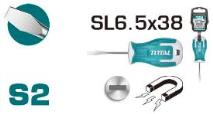TOTAL TOOLS THT266038 DESTORNILLADOR PLANO S2 6.5X38MM CON PUNTA MAGNETICA (VER CODIGO 658152)