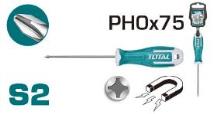 TOTAL TOOLS THT26PH0075 DESTORNILLADOR PHILLIPS PH0 75MM CON PUNTA MAGNETICA (VER CODIGO 658154)