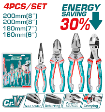 TOTAL TOOLS THT2K0488 JUEGO 4 ALICATES COMBINADOS 6″, 7″ Y 8″ CR-V EN BLISTER