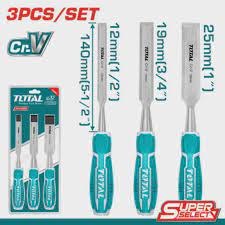 TOTAL TOOLS THT41K0302 JUEGO 3 CINCELES PARA MADERA 12, 19 y 25MM