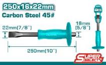 TOTAL TOOLS THT4211026 CINCEL PLANO DE ACERO #45 10″X22MM CON MANGO DE GOMA