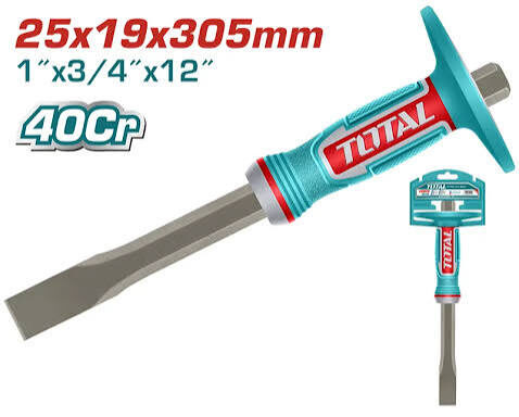 TOTAL TOOLS THT4532519 CINCEL PLANO PUNTA ACERO 40CR 25X19X305MM CON PROTECTOR