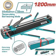TOTAL TOOLS THT571201 CORTADORA MANUAL DE CERAMICA 1200MM ESPESOR MAXIMO 16MM CORTE RECTO Y HASTA 45° + ESTUCHE