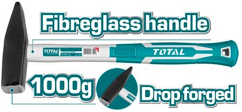 TOTAL TOOLS THT7110006 MARTILLO CON PIQUETA Y MANGO FIBRA DE VIDRIO 1000G (VER CODIGO 656131)