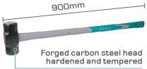 TOTAL TOOLS THT750516 MARTILLO CABEZA ACERO AL CARBON MANGO FIBRA DE VIDRIO 5.4KG LARGO 900MM (VER CODIGO 656150)