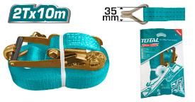 TOTAL TOOLS THTRS2101 ESLINGA DE AMARRE 2T 35MMX10M CON RATCHET Y GANCHOS J
