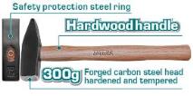 TOTAL TOOLS THTW71300 MARTILLO CON PIQUETA MANGO DE MADERA 300G (VER CODIGO 656130)