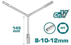 TOTAL TOOLS THYSW081012 LLAVE COPA TRIPLE 8MM, 10MM Y 12MM LARGO 145MM CR-V