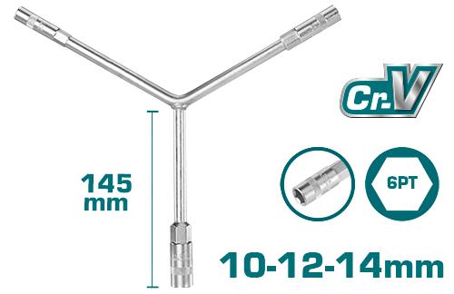TOTAL TOOLS THYSW101214 LLAVE COPA TRIPLE 10MM, 12MM Y 14MM CR-V
