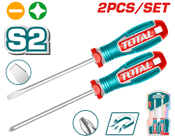 TOTAL TOOLS TKSDS0226 JUEGO 2 DESTORNILLADORES PH2 Y PLANO SL6.5 LARGO 125MM PUNTA MAGNETICA