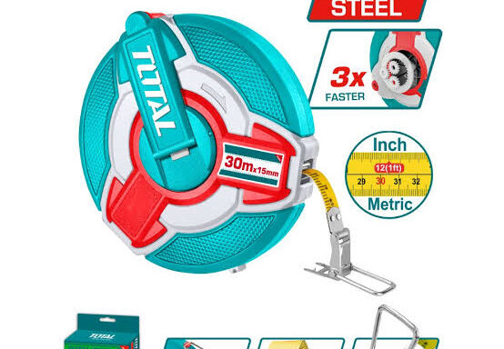 TOTAL TOOLS TMT08306 CINTA METRICA Y PULG DE ACERO CON ENGRANAJE RETRACTIL 30MX12.5MM