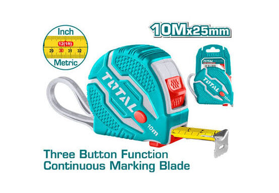 TOTAL TOOLS TMT126101 CINTA METRICA Y PULG ABS 10MX25MM EN BLISTER
