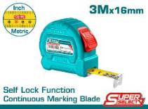 TOTAL TOOLS TMT37316 CINTA METRICA Y PULGADAS PLASTICA 3MX16MM CON FRENO (VER CODIGO 657397)